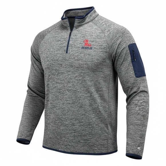 Colosseum Other - Colosseum Ole Miss Rebels Mens Large Quarter Zip Pullover Space Dye Gray Navy